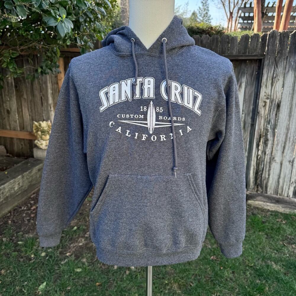 Santa Cruz California Custom Boards Hoodie Gray Cotton Blend Men's Size Small